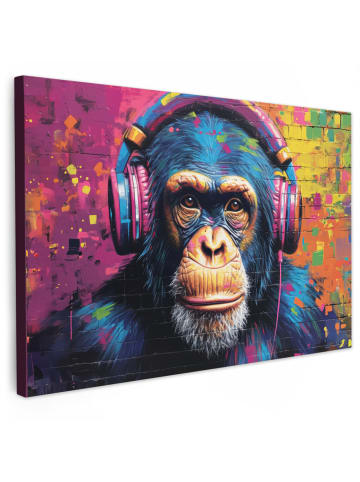 MuchoWow Leinwand Bilder Bunte Schimpanse