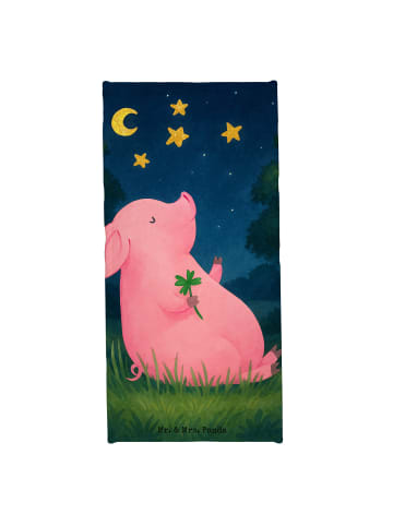 Mr. & Mrs. Panda Strandhandtuch Schwein Glück Design ohne Spruch in Weiß