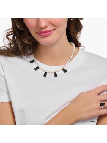 Thomas Sabo Perlenkette Mit Schwarzen Goldbären in silber, bunt