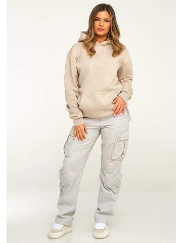 behype Kapuzenpullover - BHPERTH Basic Oversize Einfarbig in Taupe Light