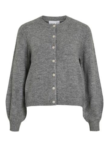 Vila Modischer Strick-Cardigan mit Knopfleiste und Rippbündchen漏 in Grau-3