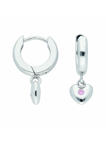Adeliás Damen 925 Silber Ohrringe / Creolen Herz mit Zirkonia Ø 11,9 mm in bunt