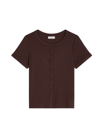 Marc O'Polo DENIM Pointelle-Kurzarm-Cardigan regular in Burnt Aubergine