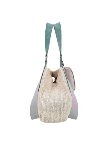 Fritzi aus Preußen Limited Painted Straw Schultertasche 43 cm in silver jade