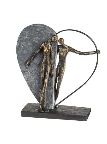 GILDE Skulptur Herzklopfen bronzefarben, grau - (H) 31 cm