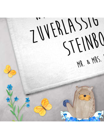 Mr. & Mrs. Panda Handtuch Sternzeichen Steinbock mit Spruch in Weiß
