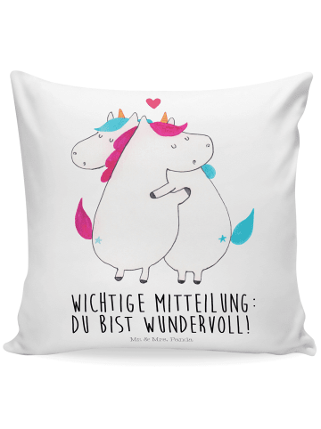 Mr. & Mrs. Panda Kopfkissen Einhorn Mitteilung mit Spruch in Weiß