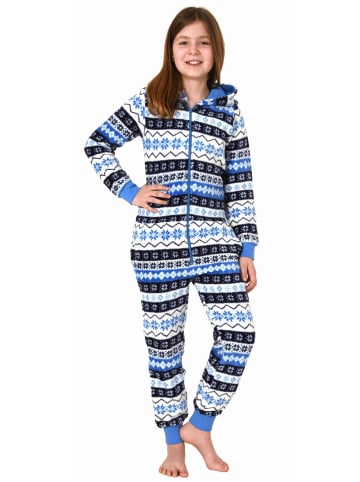 NORMANN Jumpsuit Overall Schlafanzug Pyjama Norweger in blau