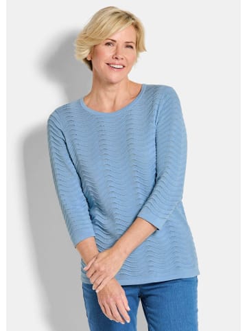 GOLDNER Kurzgröße:  Sommerpullover mit Wellenstruktur in hellblau