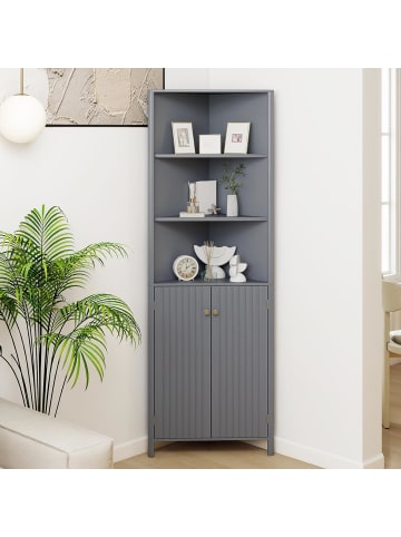 COSTWAY Küchenschrank schmal Eckschrank 172,5 cm hoch in Grau