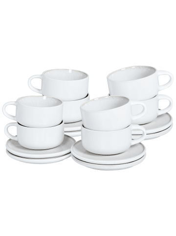 Beliani 8er-Set Tassen und Becher SESAME in Weiß