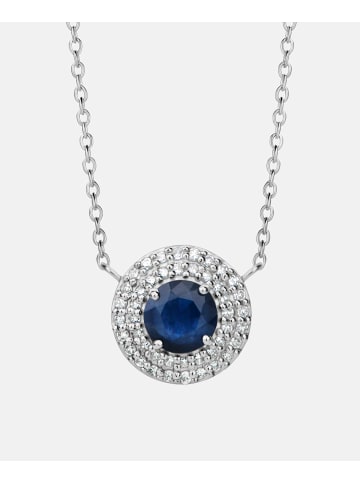 Diamant L'éternel Halskette aus 375 Weißgold mit 0.17 Karat Diamant mit Saphir