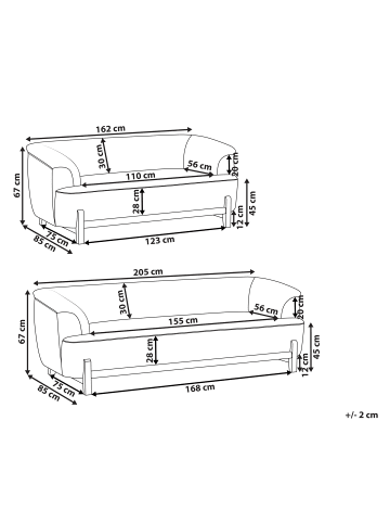 Beliani 2-tlg Sitzgruppe ALNOR in Grau/Braun