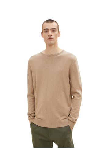 Tom Tailor Feinstrick Basic Pullover Rundhals Sweater in Braun