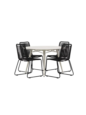 ebuy24 Gartenset Lina 5-teilig Schwarz, Dunkelgrau 120 x 120 cm