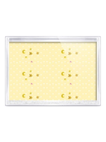 Mr. & Mrs. Panda Bilderrahmen Schwein Glück mit Spruch in Gelb Pastell