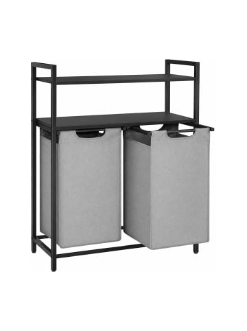relaxdays Wäschekorb in Schwarz/ Grau - (B)73 x (H)93 x (T)33 cm