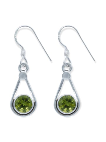 mantraroma 925er Silber - Ohrringe (L) 9 x (B) 30 mm mit Peridot facettiert