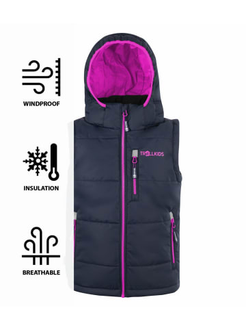 Trollkids Polyfaserweste "Narvik" in Navy / Magenta