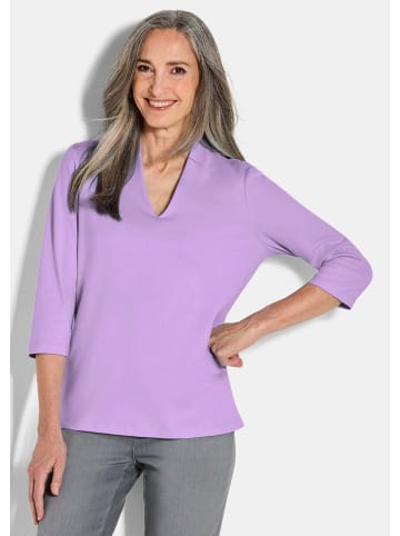 GOLDNER Shirt Elegantes Basic-Shirt mit V-Ausschnitt in flieder