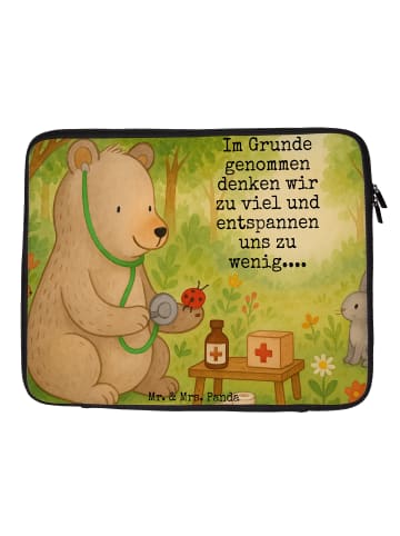 Mr. & Mrs. Panda Laptophülle Bär Arzt Design mit Spruch in Weiß