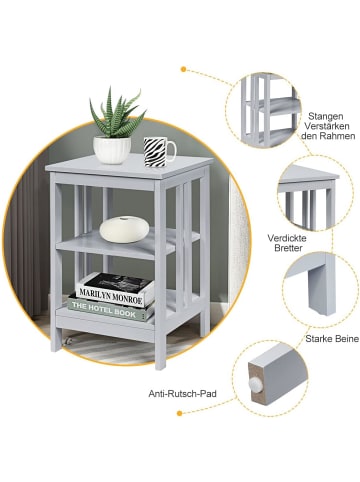 COSTWAY Nachttisch 3 Ebenen in Grau