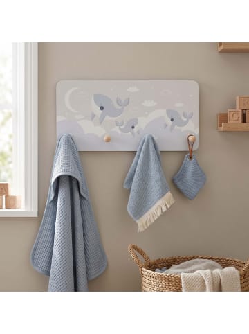 relaxdays Kindergarderobe "Wal" in Grau/ Weiß - (B)40 x (H)20 x (T)5,5 cm