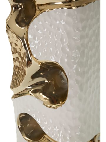 Mauro Ferretti Weiße und goldene Keramik-Tischleuchte Ø 30 x 43,5 cm