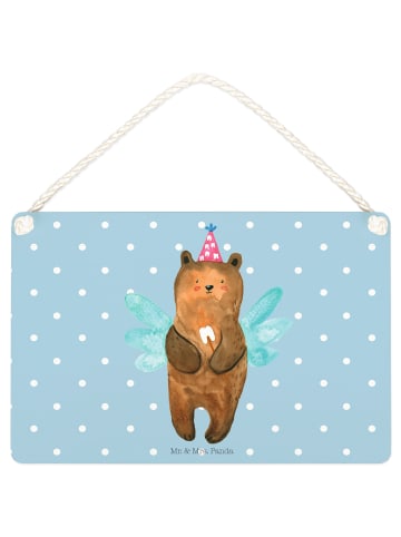 Mr. & Mrs. Panda Schild Bär Zahnfee ohne Spruch in Blau Pastell