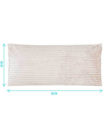 Aspero 2 Kissenbezüge aus Streifen-Flanell 40x80 cm Mendoza in Taupe