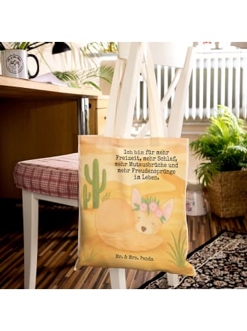 Mr. & Mrs. Panda shopping bag Wüstenfuchs Blumen Design mit Spruch in Weiß