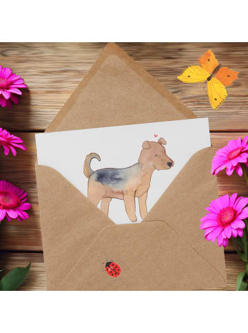 Mr. & Mrs. Panda Deluxe Karte Airedale Terrier Lebensretter mit ... in Weiß