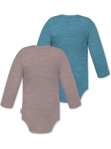 Normani Outdoor Sports 2er Pack Baby Merino Langarmbody Tuai in Rosa/Blau