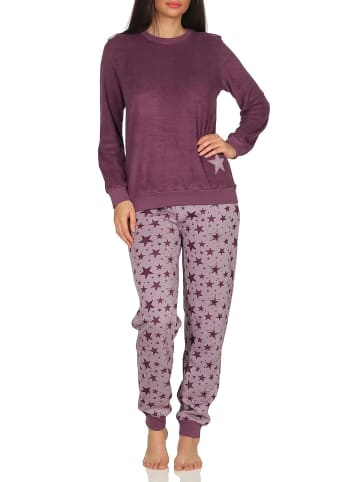NORMANN Frottee Pyjama Schlafanzug Bündchen Sterne - 48773 in beere