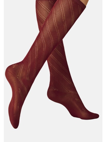 Kunert Kniestrümpfe Diagonal Crochet Fashion in Wein