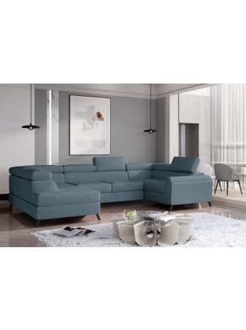 MF Design Esco Recamiere Links in Blau -  (L) 200 x (B) 336 x (H) 92 cm