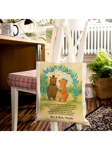 Mr. & Mrs. Panda Tasche Bären Hochzeit Design mit Spruch in Weiß