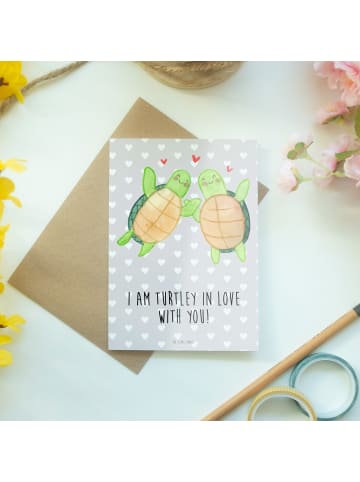 Mr. & Mrs. Panda jubiläumskarte Schildkröten Paar mit Spruch in Grau Pastell
