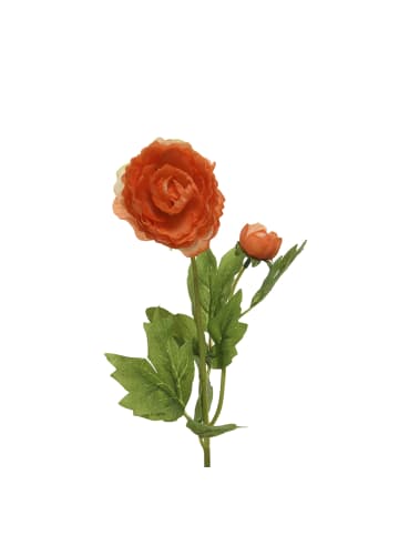 MARELIDA Dekoblume Ranunkel mit Blüte und Knospe in orange - H: 57cm