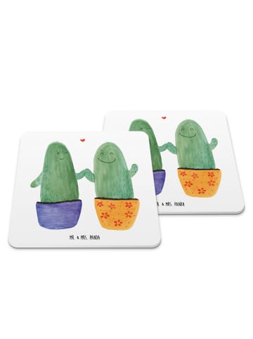 Mr. & Mrs. Panda Flaschenuntersetzer Kaktus Liebe ohne Spruch in Weiß