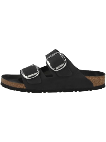 Birkenstock Sandale Arizona Big Buckle Geöltes Nubukleder Schmal in schwarz