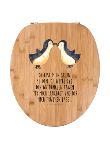 Mr. & Mrs. Panda Motiv WC Sitz Pinguin Liebe mit Spruch in Braun