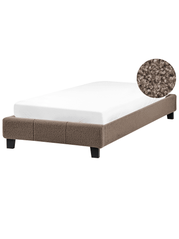 Beliani Einzelbett ROANNE in Beige/Dunkler Holzfarbton - (W) 100 x (H) 29 x (L) 213 cm