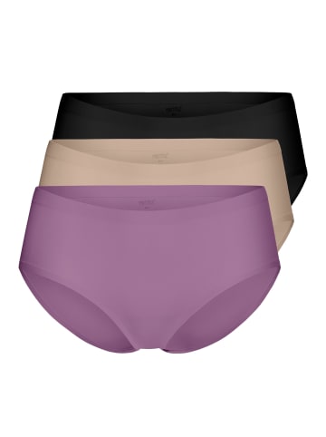 Yenita® 3er Pack Slips aus Mikrofaser Nahtlose Hüftslips in schwarz-taupe-pflaume