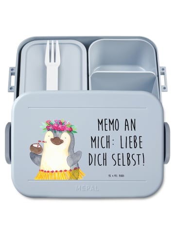 Mr. & Mrs. Panda Bento Box Pinguin Kokosnuss Motiv mit Spruch in Blau Pastell