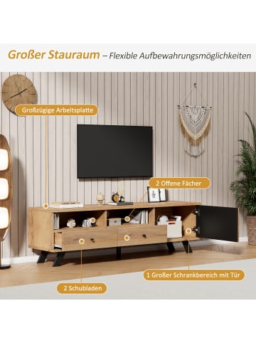 ABRIHOME TV-Schrank mit 2 Schubladen in Holzfarbe 150*38*44cm