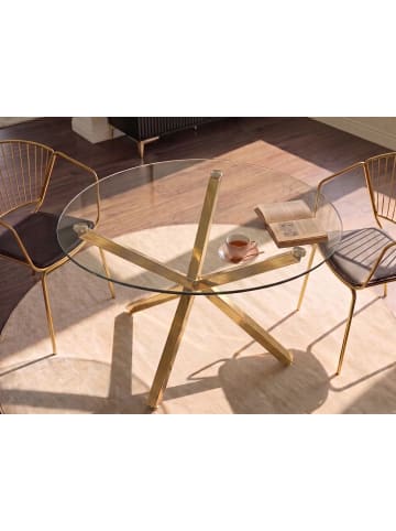 Beliani Esszimmertisch BUTLER in Gold/Transparent - (W) 110 x (H) 75 x (L) 110 cm