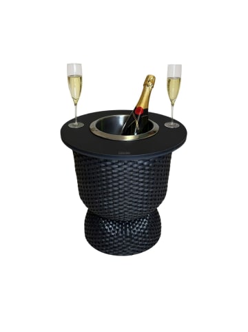 COOTAB Cooler Table 3-in-1 Loungetisch mit Edelstahl-Kühler Paris 43 cm in Schwarz