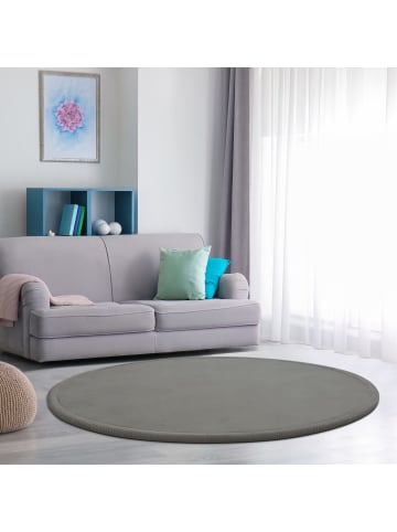 KADIMA DESIGN Hochflor Teppich waschmaschinenwaschbar Unifarben Schlafzimmer in Grau