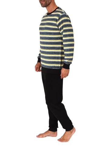 NORMANN Frottee Schlafanzug lang Pyjama RingelMuster - 82334 in gelb